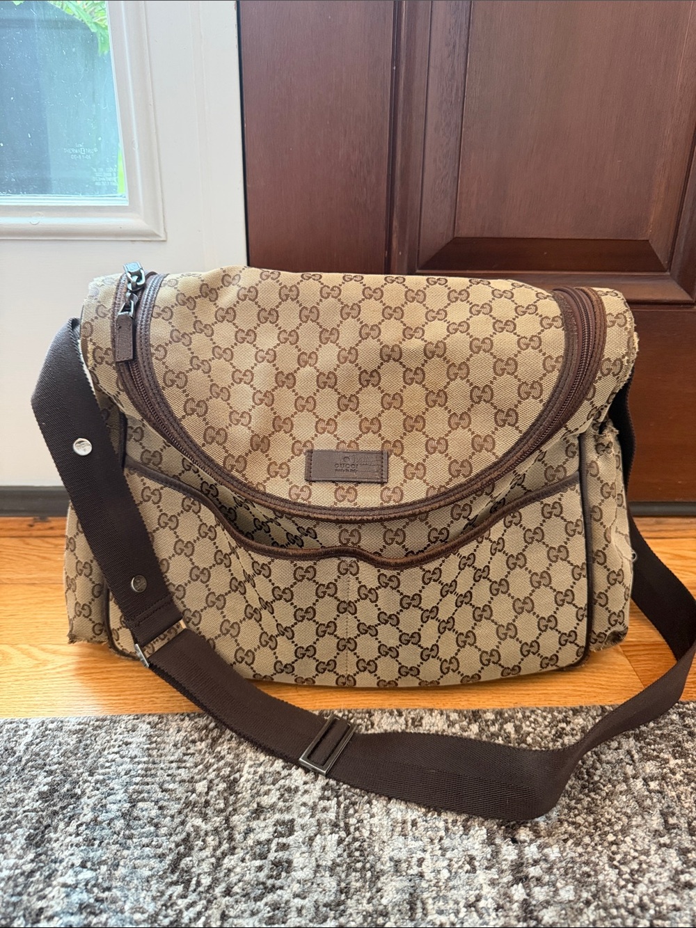 Gucci Beige and Brown GG Canvas Messenger Bag